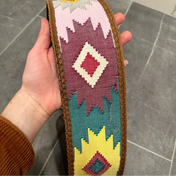 3D western belt wide boho pink leather southwest yellow purple colorful - Picture 8 of 12